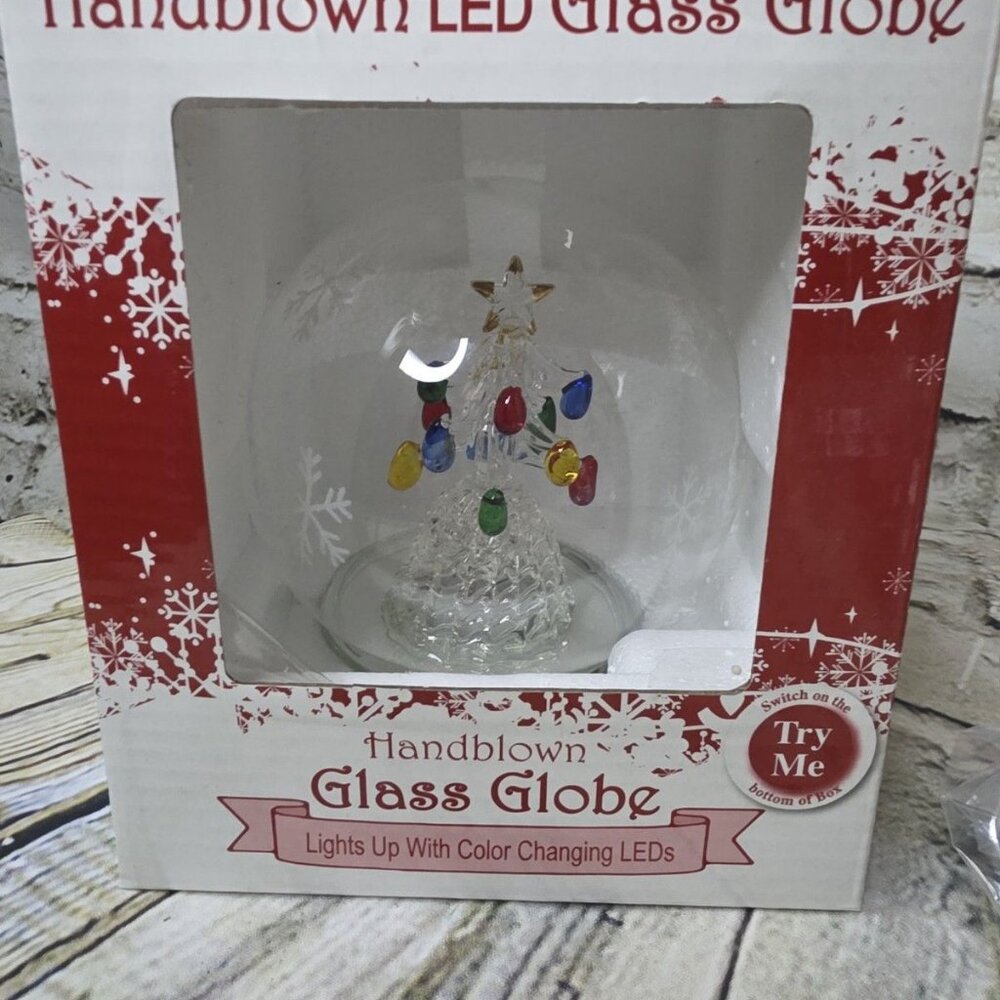 Handblown LED Glass Globe Christmas Tree Ornament Works NIB